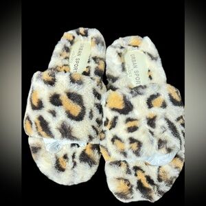 Urban Sport by J/Slide Leopard Faux Fur Slippers